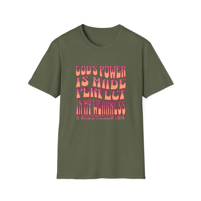 "God's Power is Made Perfect in My Weakness" Unisex Softstyle T-Shirt