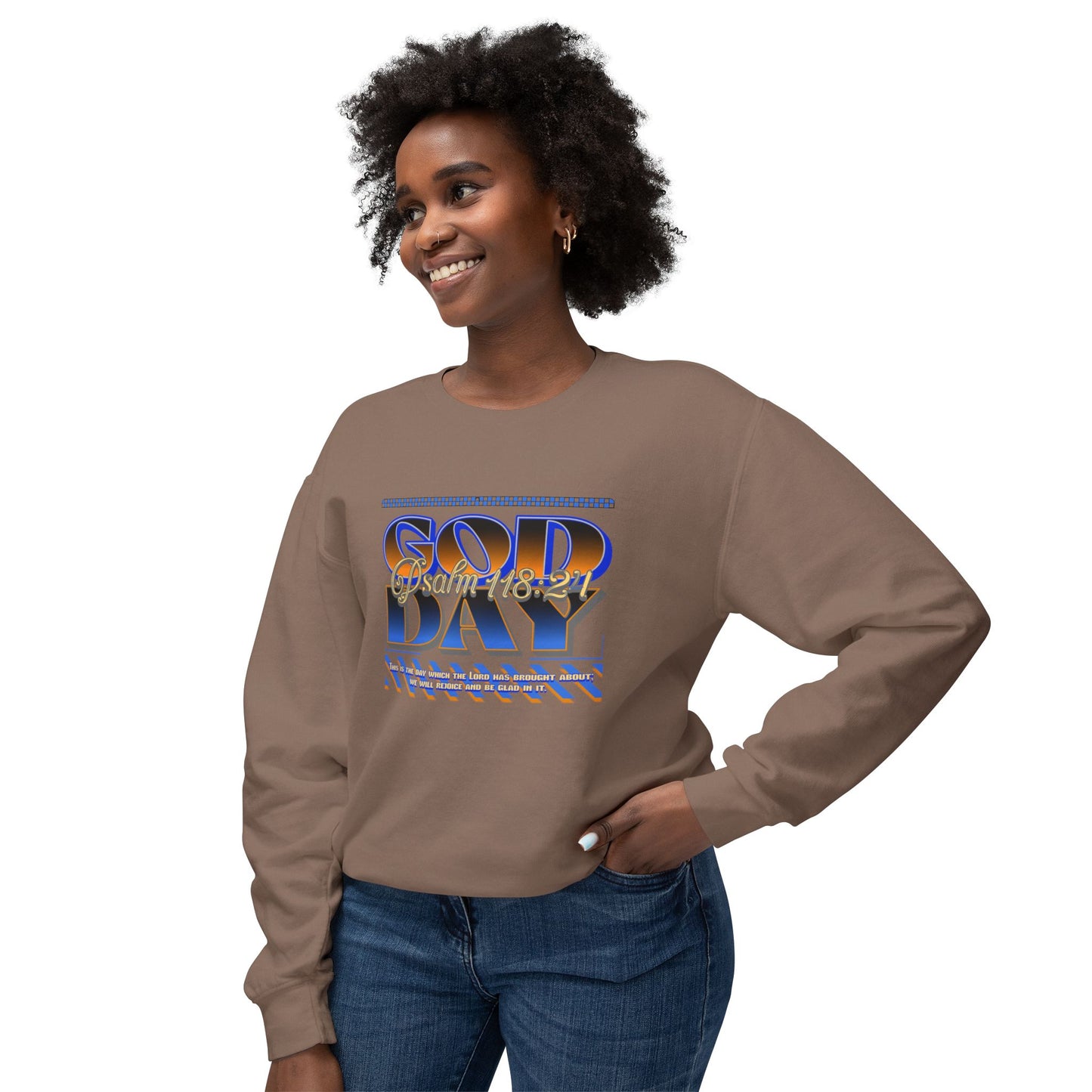 "God Day" Unisex Lightweight Crewneck Sweatshirt w/no Sleeve Text