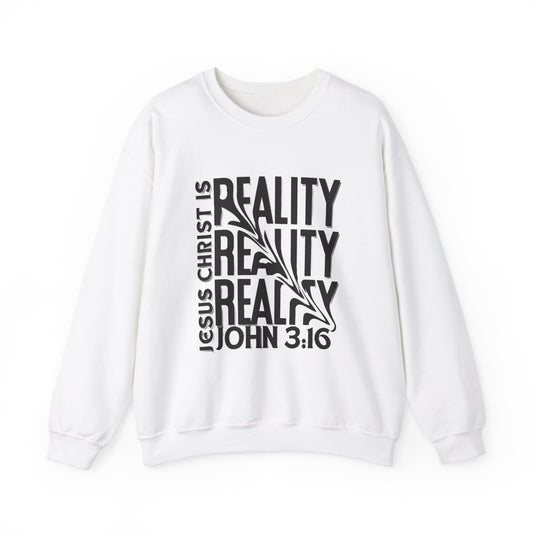 CDG Jesus Christ is Reality ...Unisex Heavy Blend™ Crewneck Sweatshirt [Blk Text]