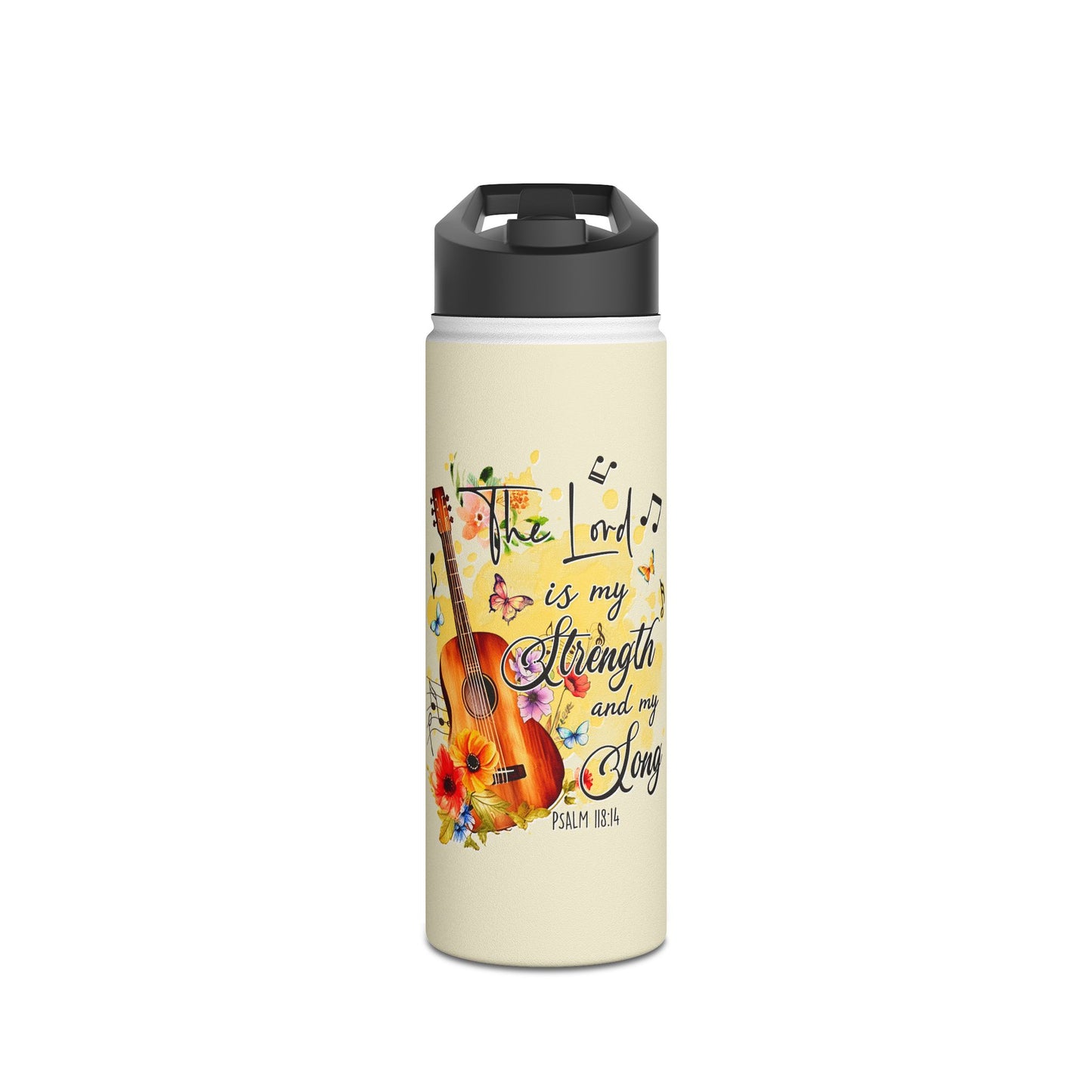"The Lord is my Strength and my Song!" Stainless Steel Water Bottle, Standard Lid