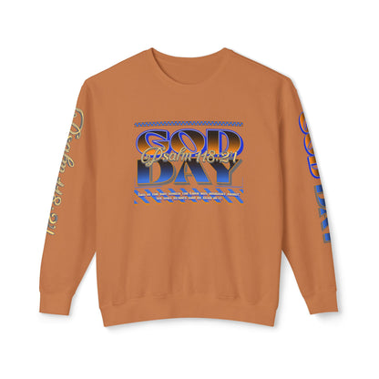 "God Day" Unisex Lightweight Crewneck Sweatshirt w/Sleeve Text