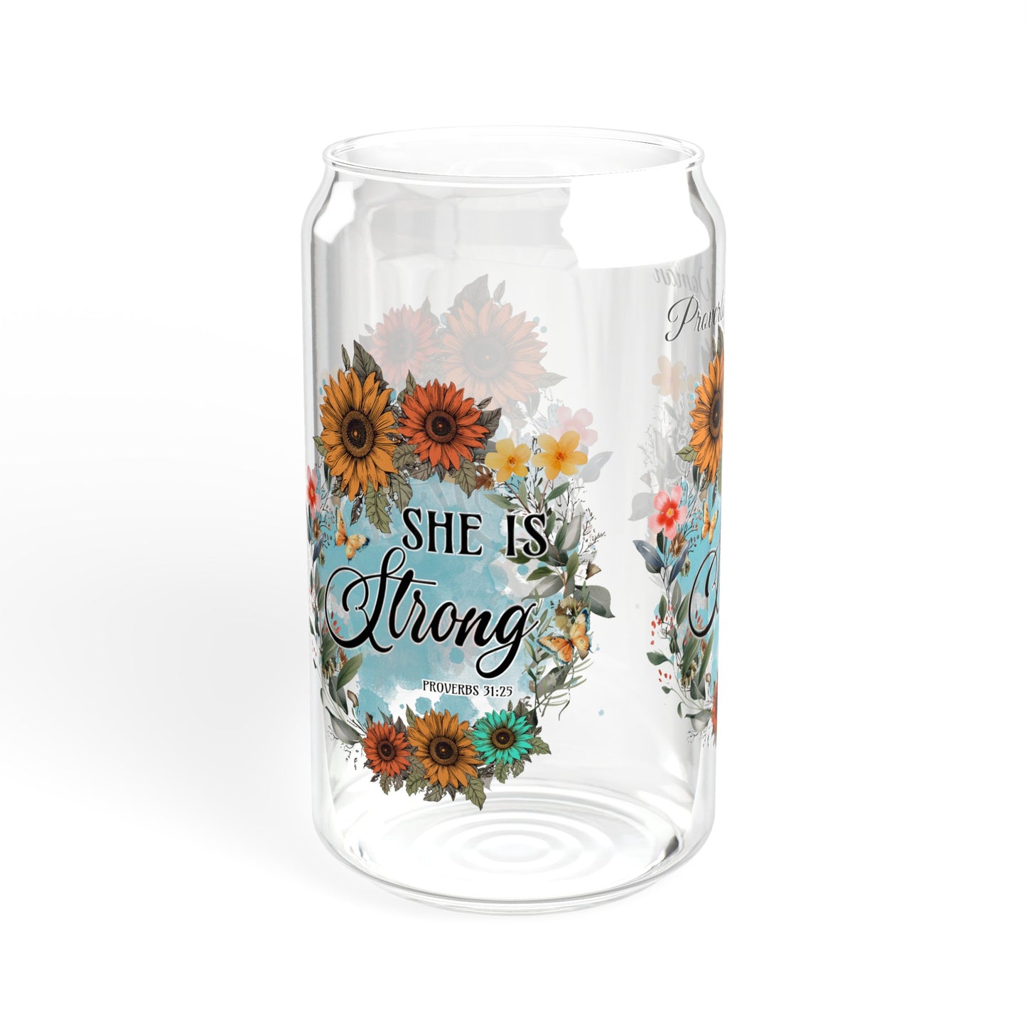 "She is Strong" Proverbs 31 Woman Sipper Glass, 16oz