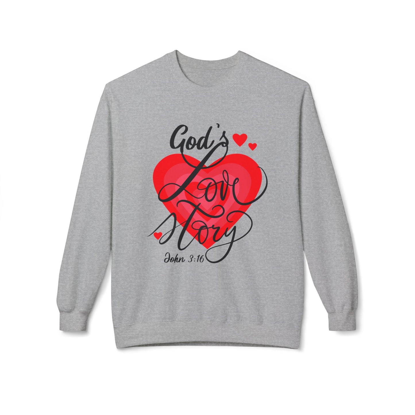 "God's Love Story" Unisex Midweight Softstyle Fleece Crewneck Sweatshirt