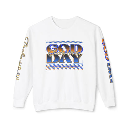 "God Day" Unisex Lightweight Crewneck Sweatshirt w/Sleeve Text