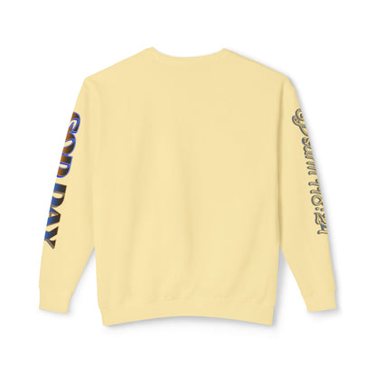 "God Day" Unisex Lightweight Crewneck Sweatshirt w/Sleeve Text