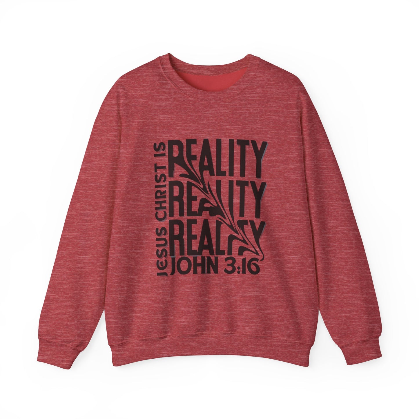 CDG Jesus Christ is Reality ...Unisex Heavy Blend™ Crewneck Sweatshirt [Blk Text]