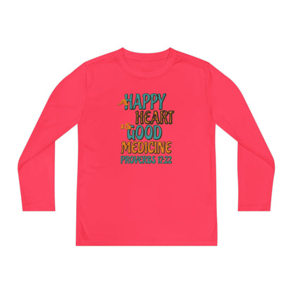 "A Happy Heart is Good Medicine" Youth Long Sleeve Competitor Tee