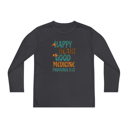 "A Happy Heart is Good Medicine" Youth Long Sleeve Competitor Tee