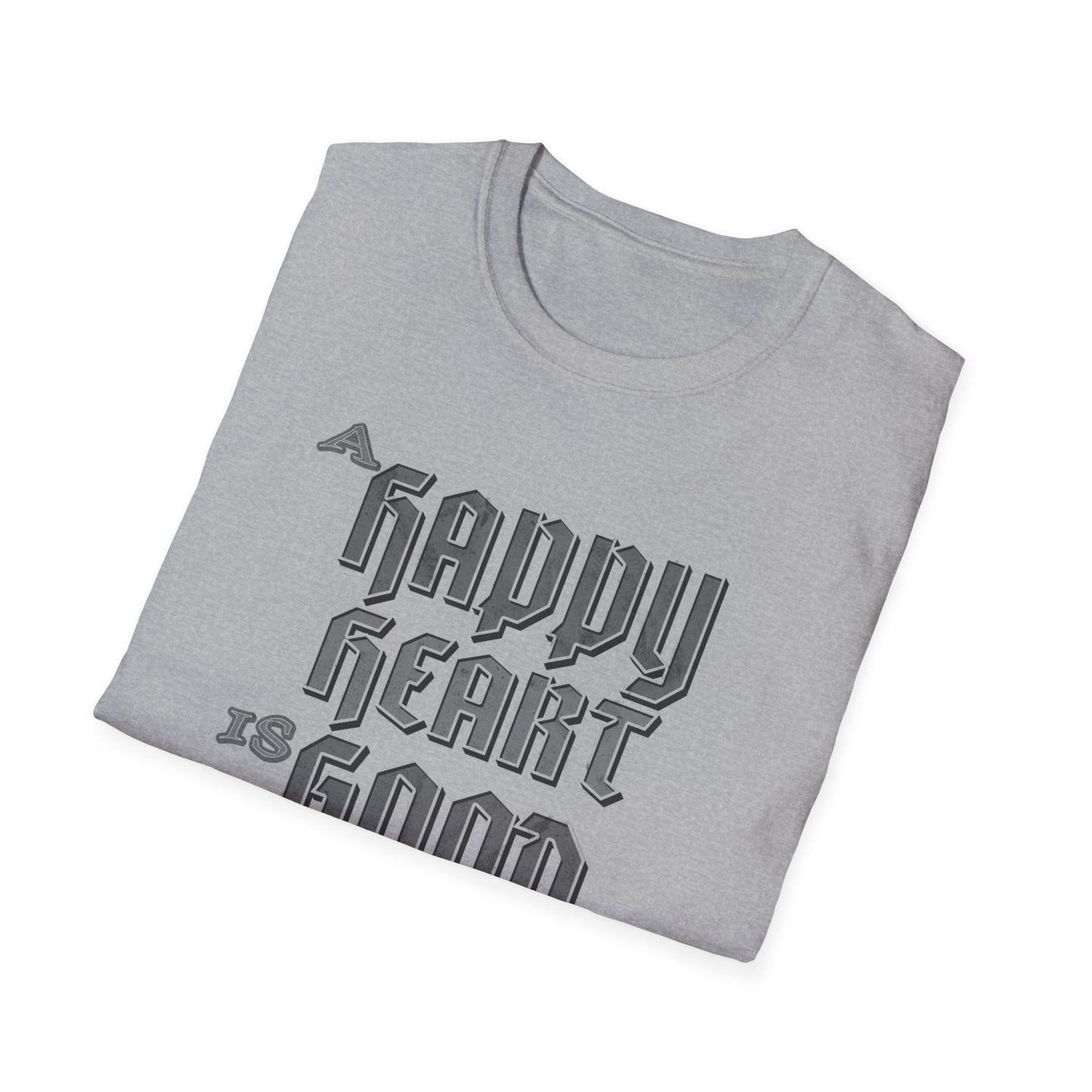 A Happy Heart Unisex Softstyle T-Shirt [Gray Text]