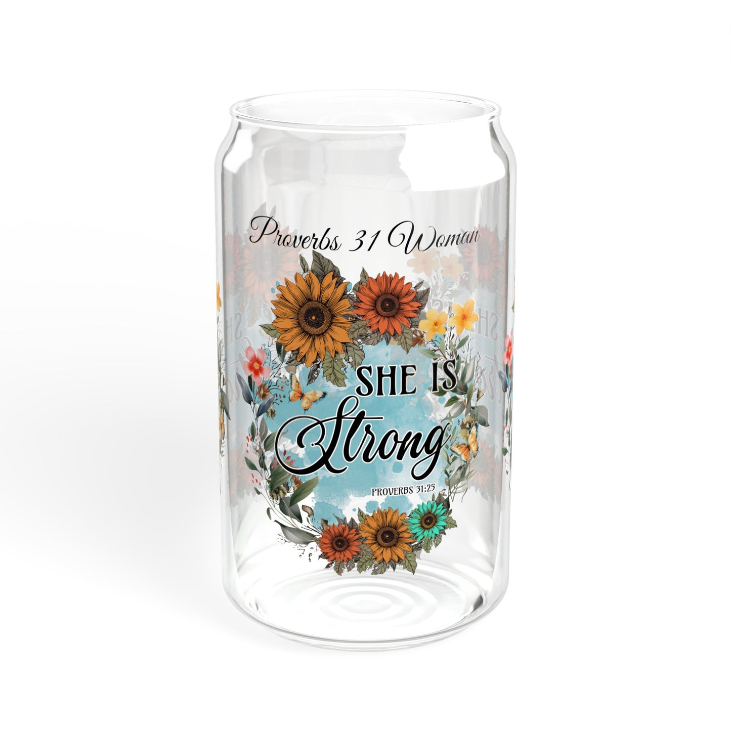 "She is Strong" Proverbs 31 Woman Sipper Glass, 16oz