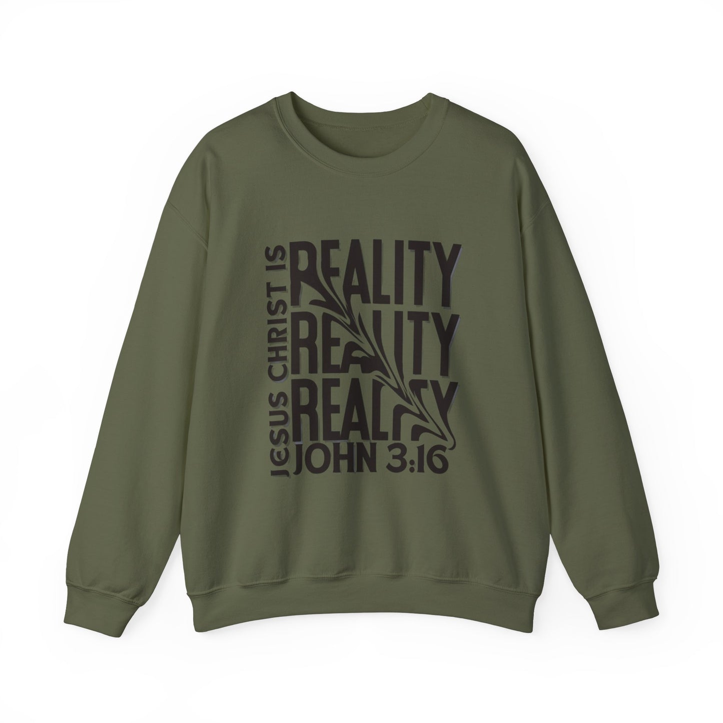 CDG Jesus Christ is Reality ...Unisex Heavy Blend™ Crewneck Sweatshirt [Blk Text]