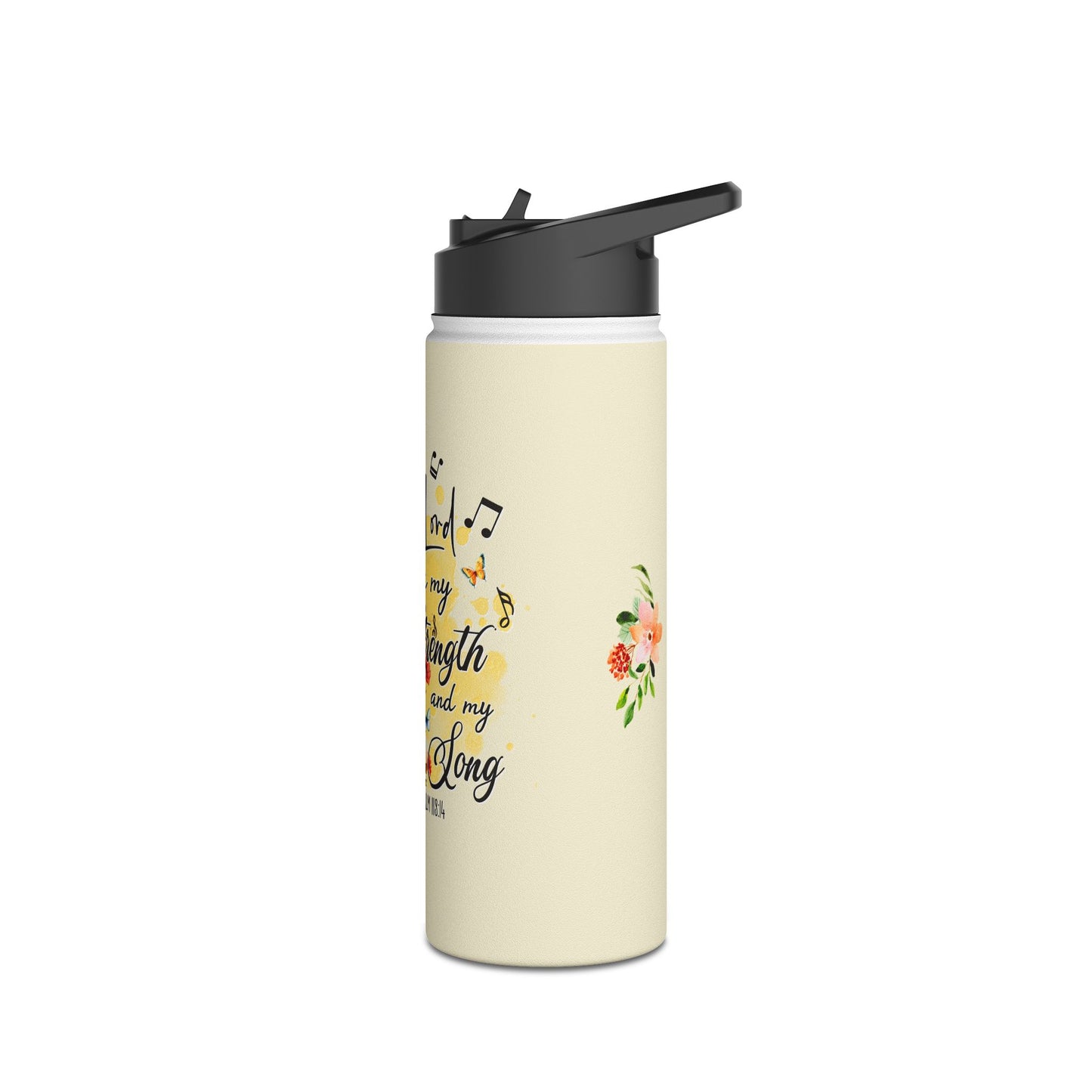 "The Lord is my Strength and my Song!" Stainless Steel Water Bottle, Standard Lid