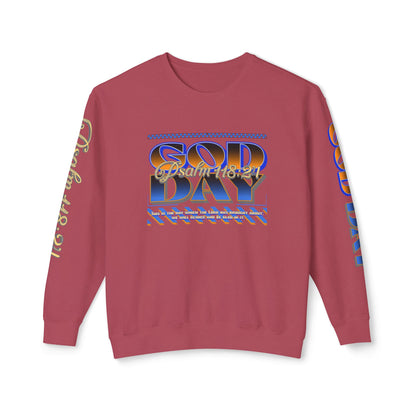 "God Day" Unisex Lightweight Crewneck Sweatshirt w/Sleeve Text