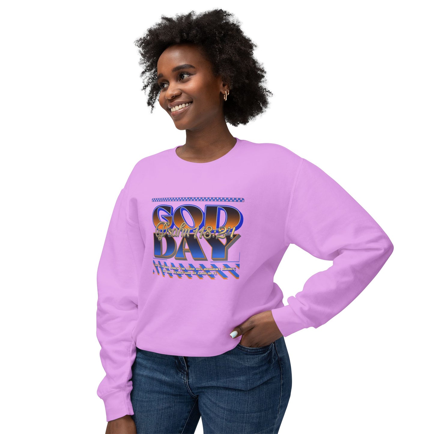 "God Day" Unisex Lightweight Crewneck Sweatshirt w/no Sleeve Text
