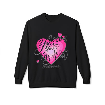"Jesus You Won my Heart" Unisex Midweight Softstyle Fleece Crewneck Sweatshirt