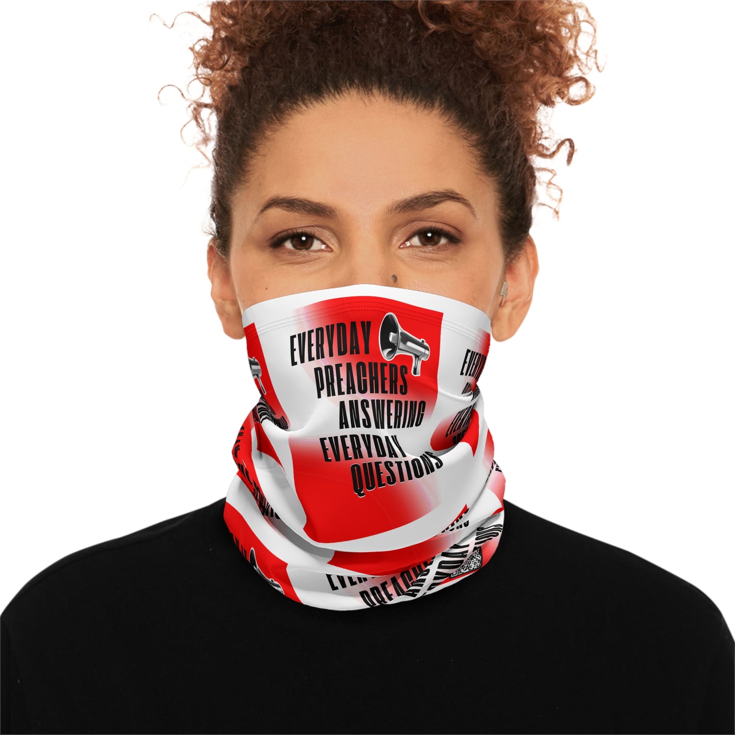 Everyday Preachers... Winter Neck Gaiter With Drawstring [Red/Black Text -Red Gradient]