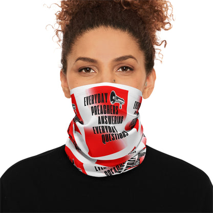 Everyday Preachers... Winter Neck Gaiter With Drawstring [Red/Black Text -Red Gradient]