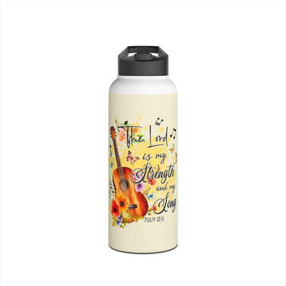 "The Lord is my Strength and my Song!" Stainless Steel Water Bottle, Standard Lid