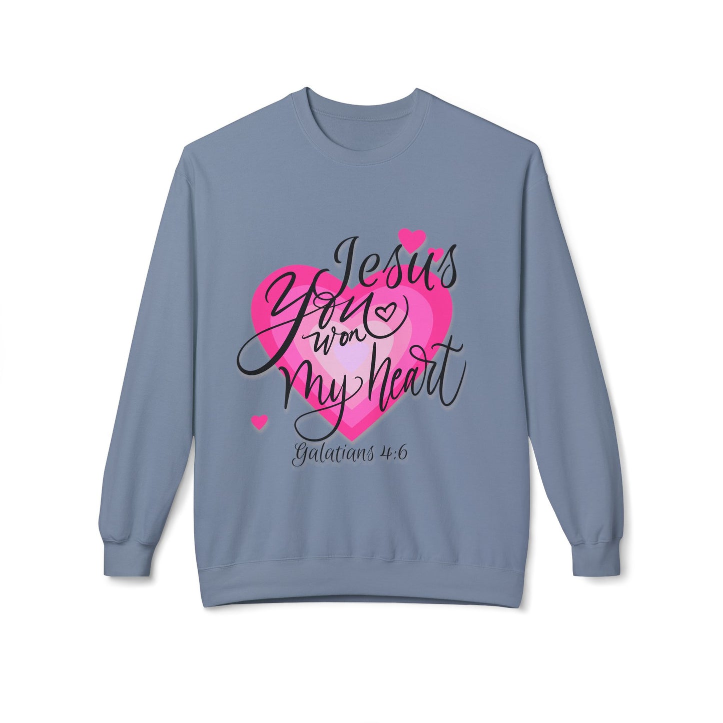 "Jesus You Won my Heart" Unisex Midweight Softstyle Fleece Crewneck Sweatshirt