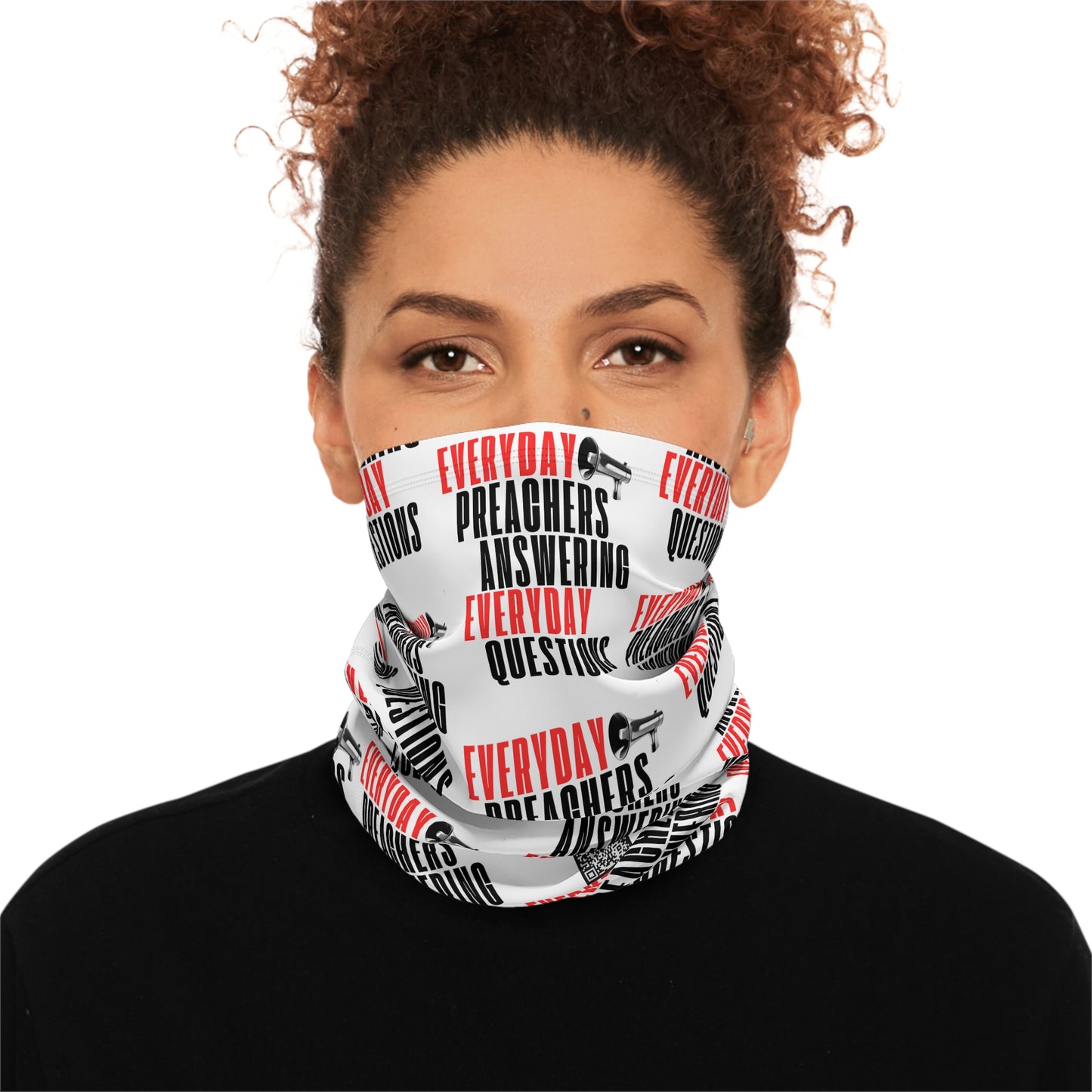 Everyday Preachers... Winter Neck Gaiter With Drawstring Red/Black Text