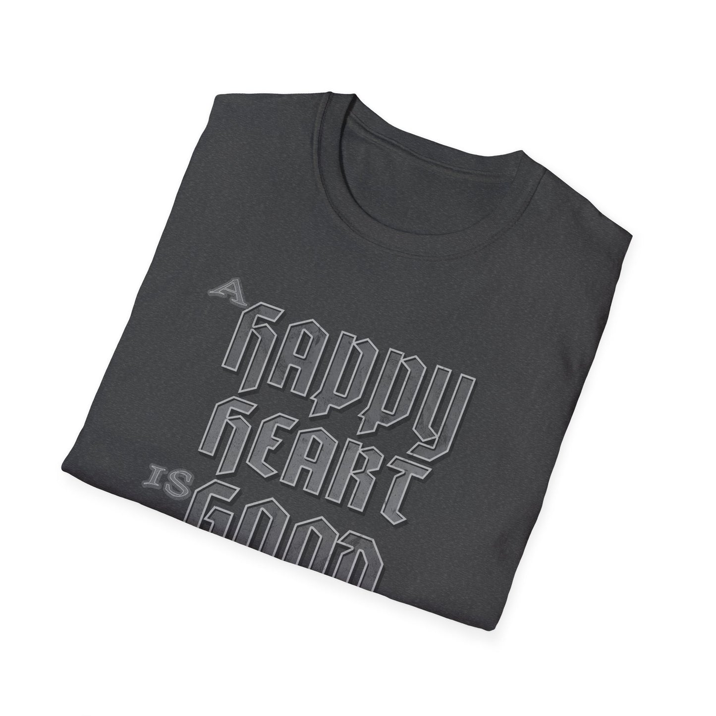A Happy Heart Unisex Softstyle T-Shirt [Gray Text]