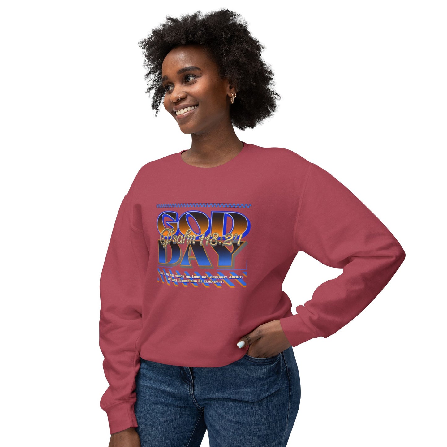 "God Day" Unisex Lightweight Crewneck Sweatshirt w/no Sleeve Text
