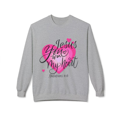 "Jesus You Won my Heart" Unisex Midweight Softstyle Fleece Crewneck Sweatshirt