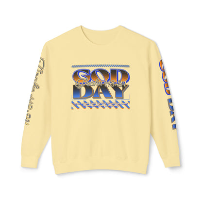 "God Day" Unisex Lightweight Crewneck Sweatshirt w/Sleeve Text