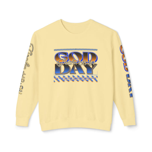 "God Day" Unisex Lightweight Crewneck Sweatshirt w/Sleeve Text