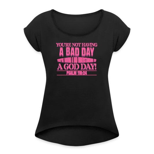 CDG Women's Roll Cuff T-Shirt - black