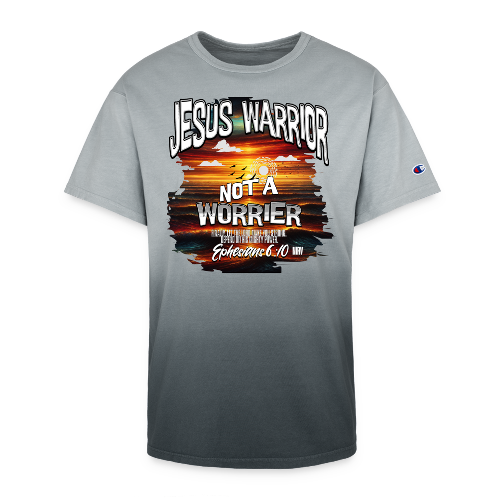 CDG - Jesus Warrior Not a Worrier - Champion Dip Dye T-shirt - black ombre