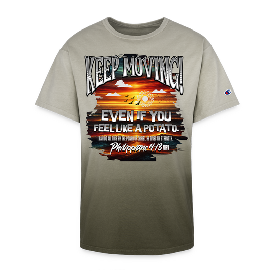 CDG - Keep Moving Even If You Feel Like a Potato. - Champion Dip Dye T-shirt - army ombre