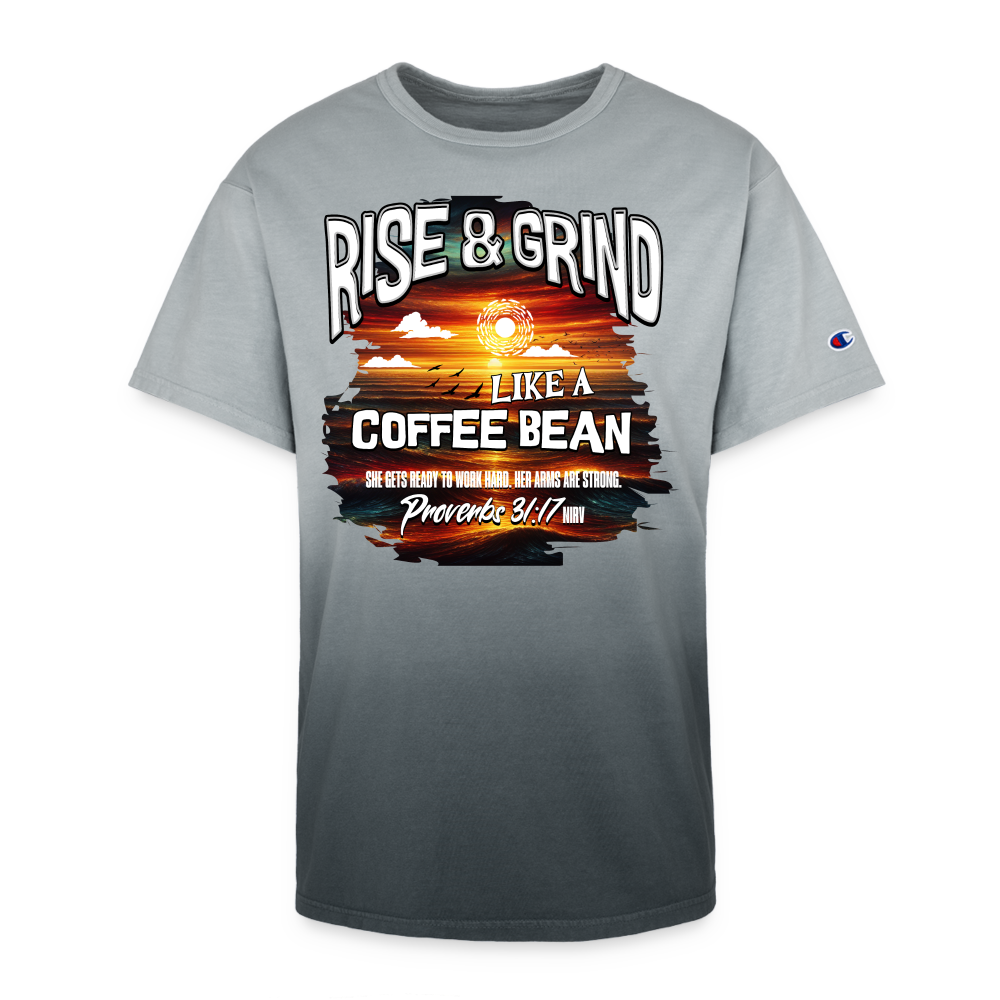 CDG - Rise & Grind Like a Coffee Bean - Champion Dip Dye T-shirt - black ombre