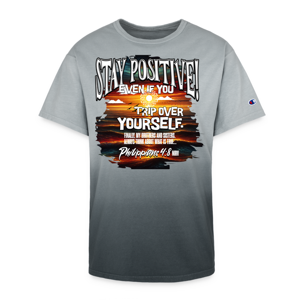 CDG - Stay Positive Even If You Trip Over Yourself - Champion Dip Dye T-shirt - black ombre