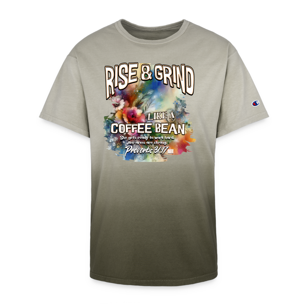 CDG - Rise & Grind Like a Coffee Bean - Champion Dip Dye T-shirt [Ladies] - army ombre