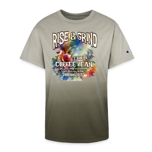 CDG - Rise & Grind Like a Coffee Bean - Champion Dip Dye T-shirt [Ladies] - army ombre