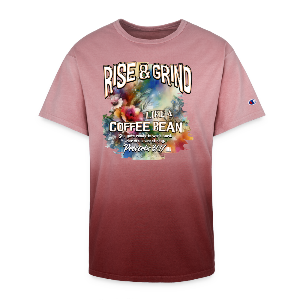 CDG - Rise & Grind Like a Coffee Bean - Champion Dip Dye T-shirt [Ladies] - maroon ombre