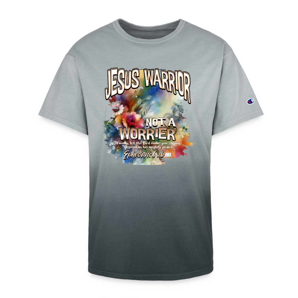 CDG - Jesus Warrior Not a Worrier - Champion Dip Dye T-shirt [Ladies] - black ombre