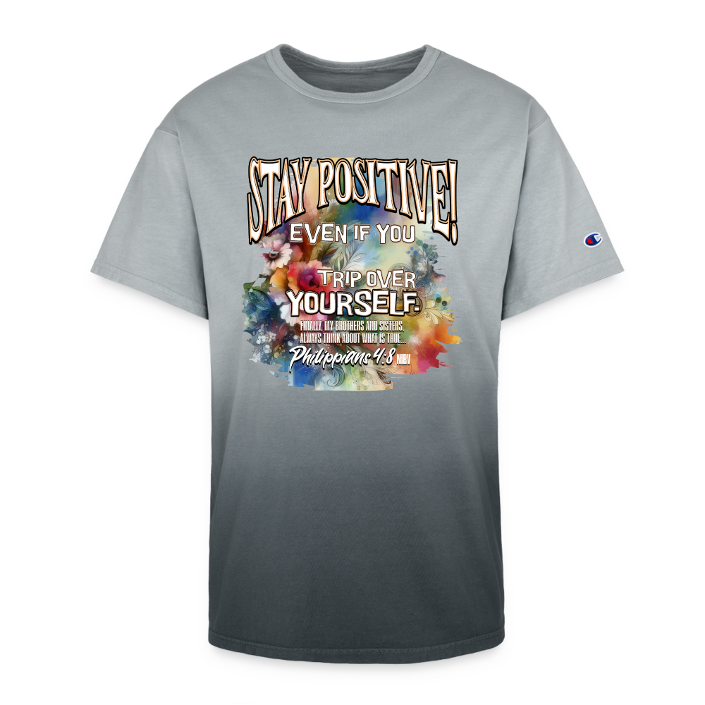 CDG - Stay Positive Even If You Trip Over Yourself - Champion Dip Dye T-shirt [Ladies] - black ombre