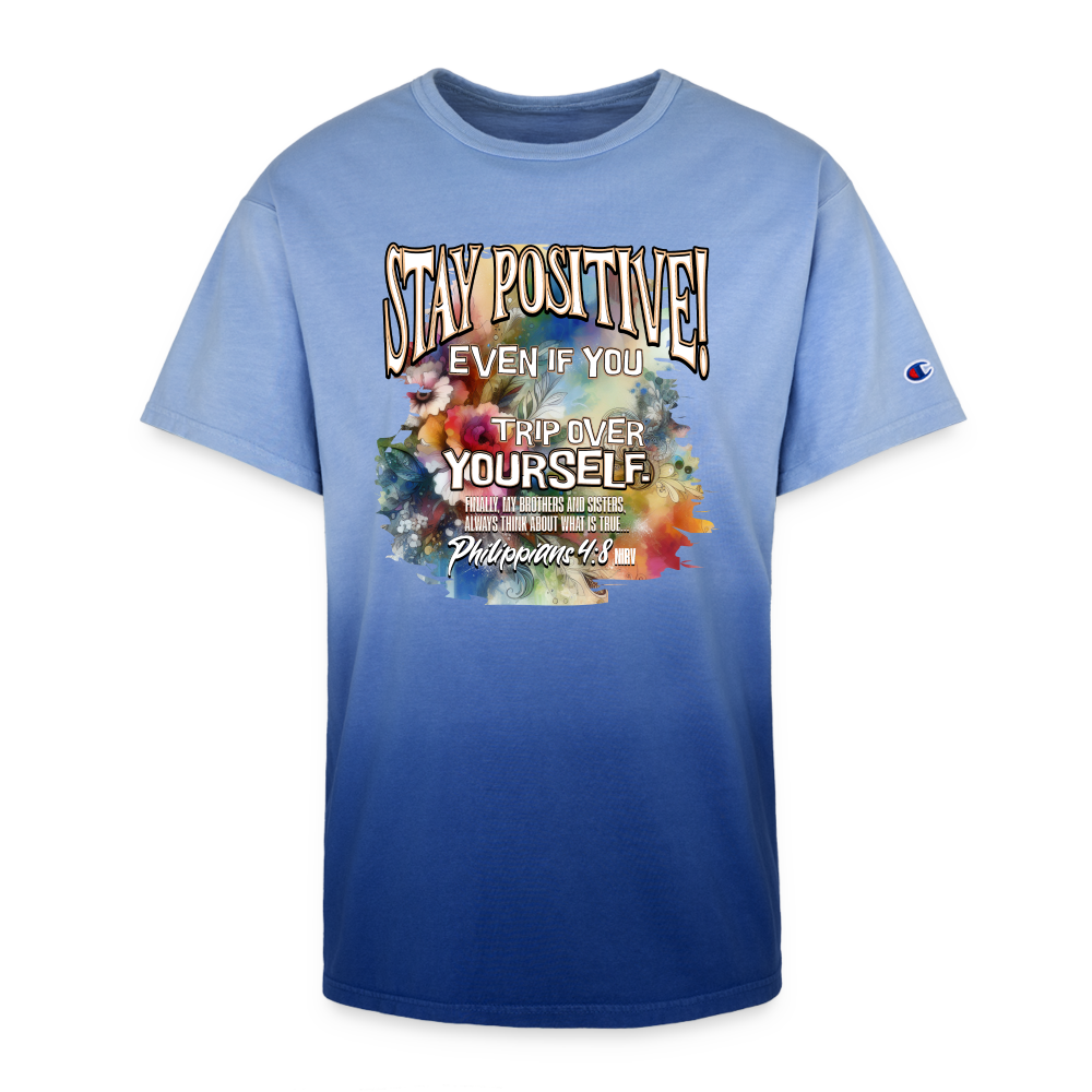 CDG - Stay Positive Even If You Trip Over Yourself - Champion Dip Dye T-shirt [Ladies] - royal ombre